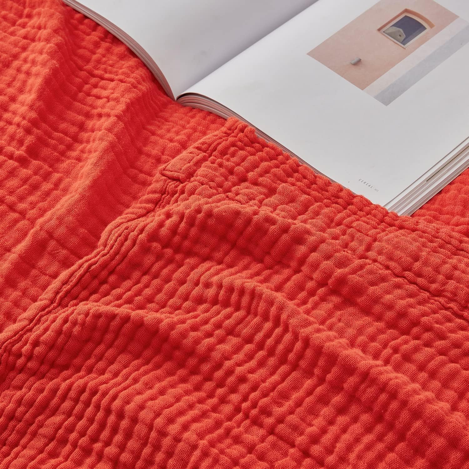 EMME Muslin Blankets for Adults Throw Blanket for Couch Breathable Gauze Soft Lightweight Airy Orange Rust Throw 50" x 60"