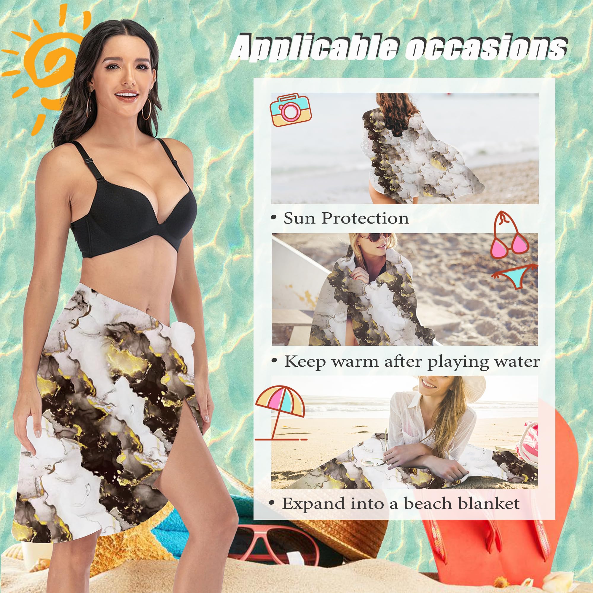 Damskie okrycia kąpielowe Bikini okrycie, sukienka plażowa na morze i plażę, dekolt w serek, seksowny elegancki bez rękawów, oddychający pareo, basen, wakacje, impreza, plus size