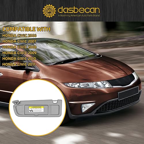 Vista 31 de Dasbecan Parasol para el lado izquierdo del conductor beige compatible con Honda Civic 2006-2011, reemplaza # 83280-SNA-W01ZB