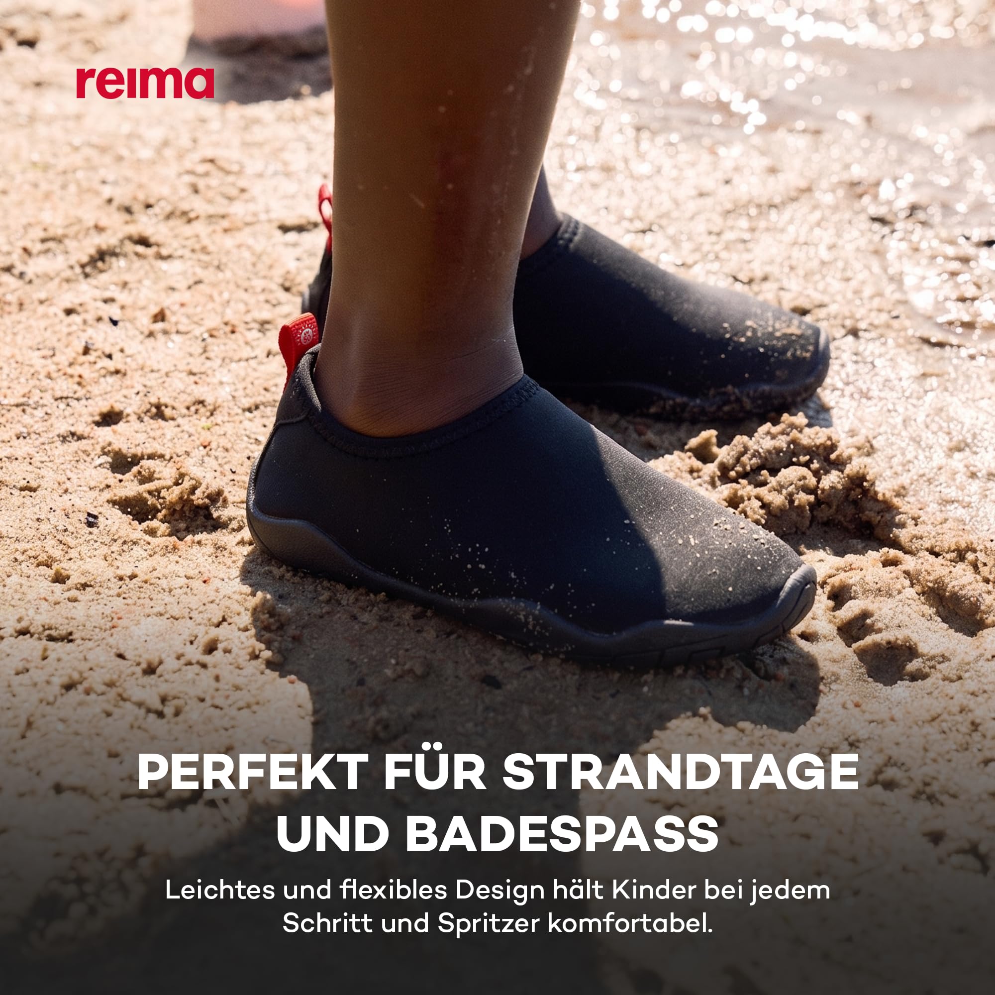 Reima Lean Wasserschuhe für Kinder - Leichte, atmungsaktive, Flexible, rutschfeste Aquaschuhe für Kinder - UV50-Schutz, maschinenwaschbar, umweltfreundliches Design - Black, 36