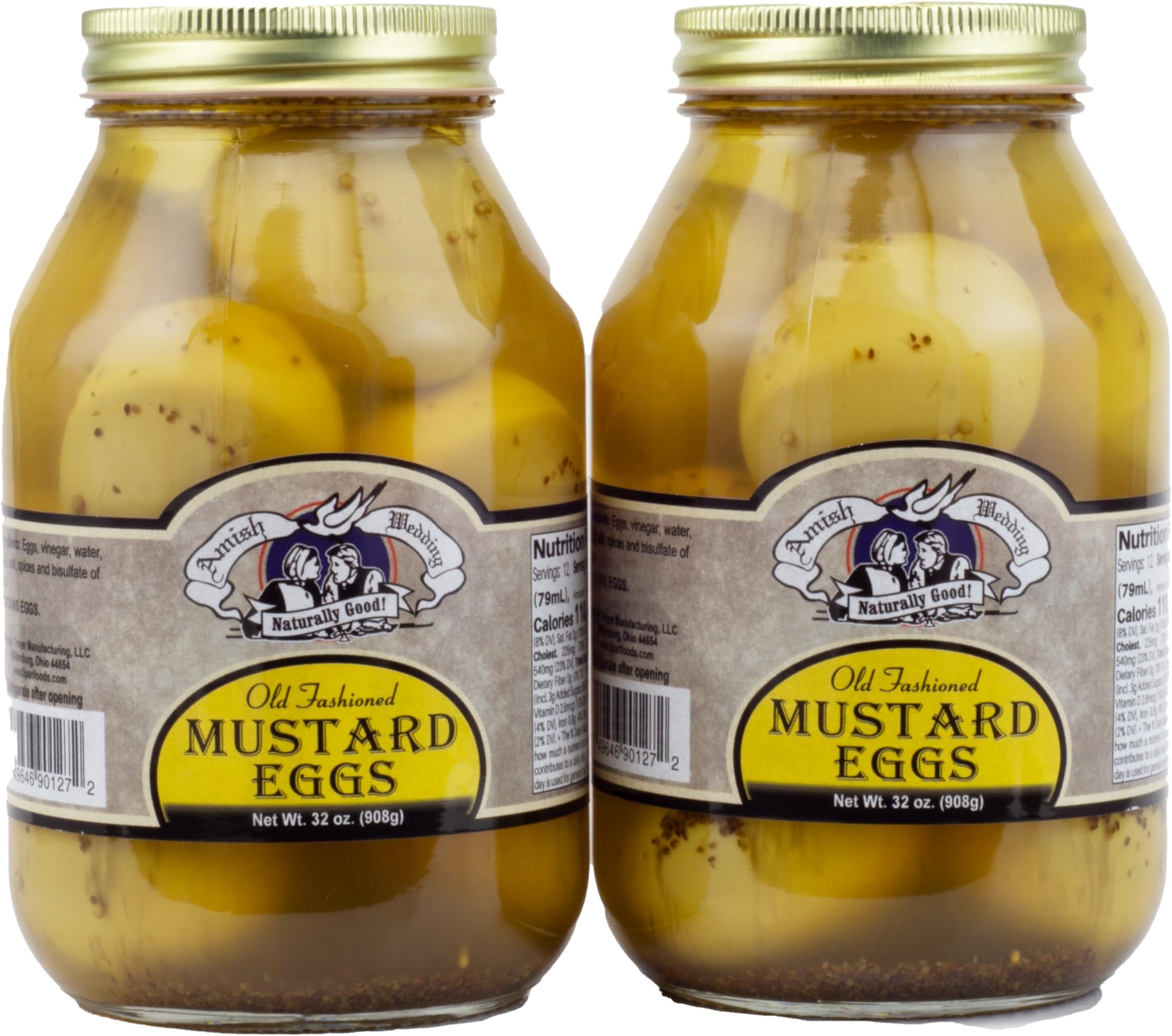Amish Wedding Pickled Eggs in Your Choice of 5 Different Varieties, 32 oz. Jars (Mustard, 2 Jars)