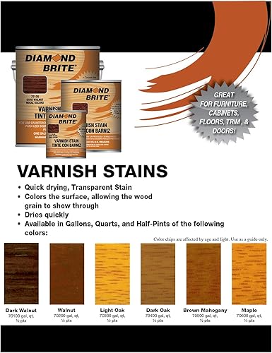 Miniatura 2 de Diamond Brite Paint 70100 - Tinte de barniz de nogal oscuro de 1 cuarto de galón
