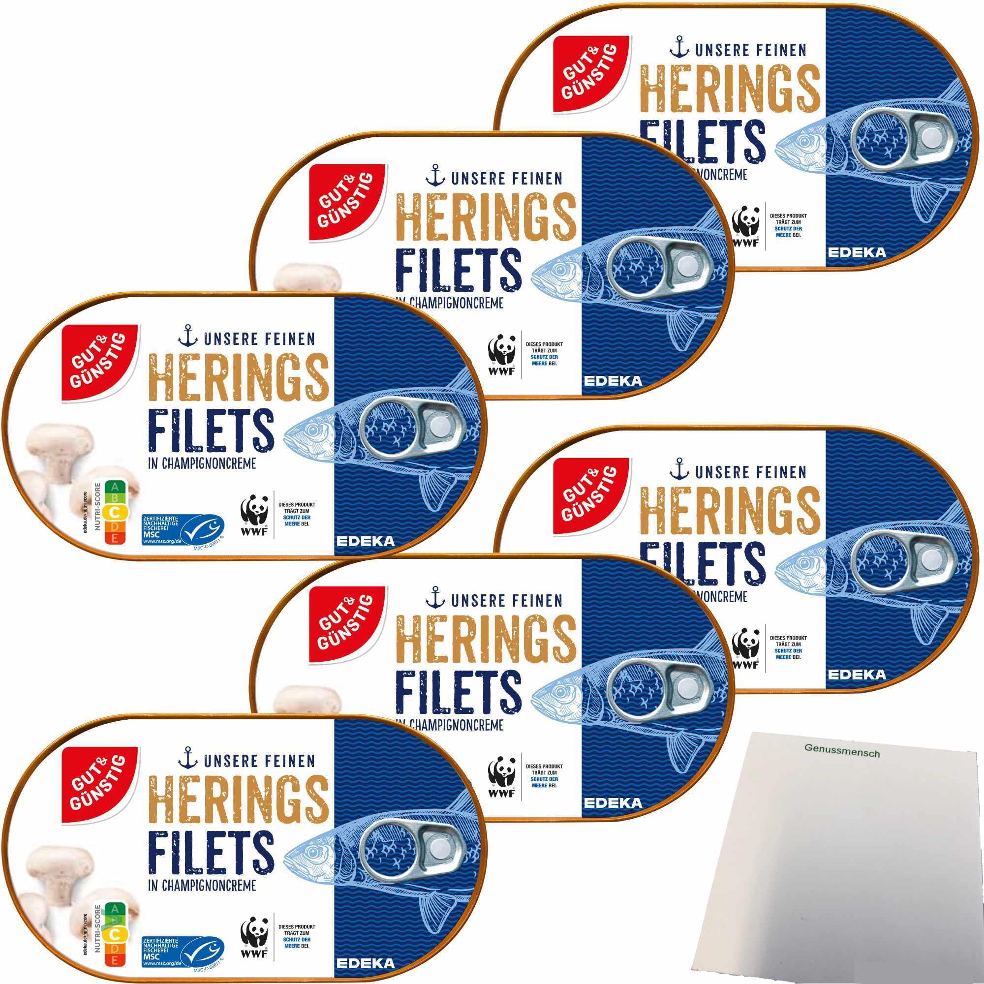 Gut&Günstig Heringsfilets – in Champignoncreme mit Champignonstückchen 6er Pack (6x200g Dose)