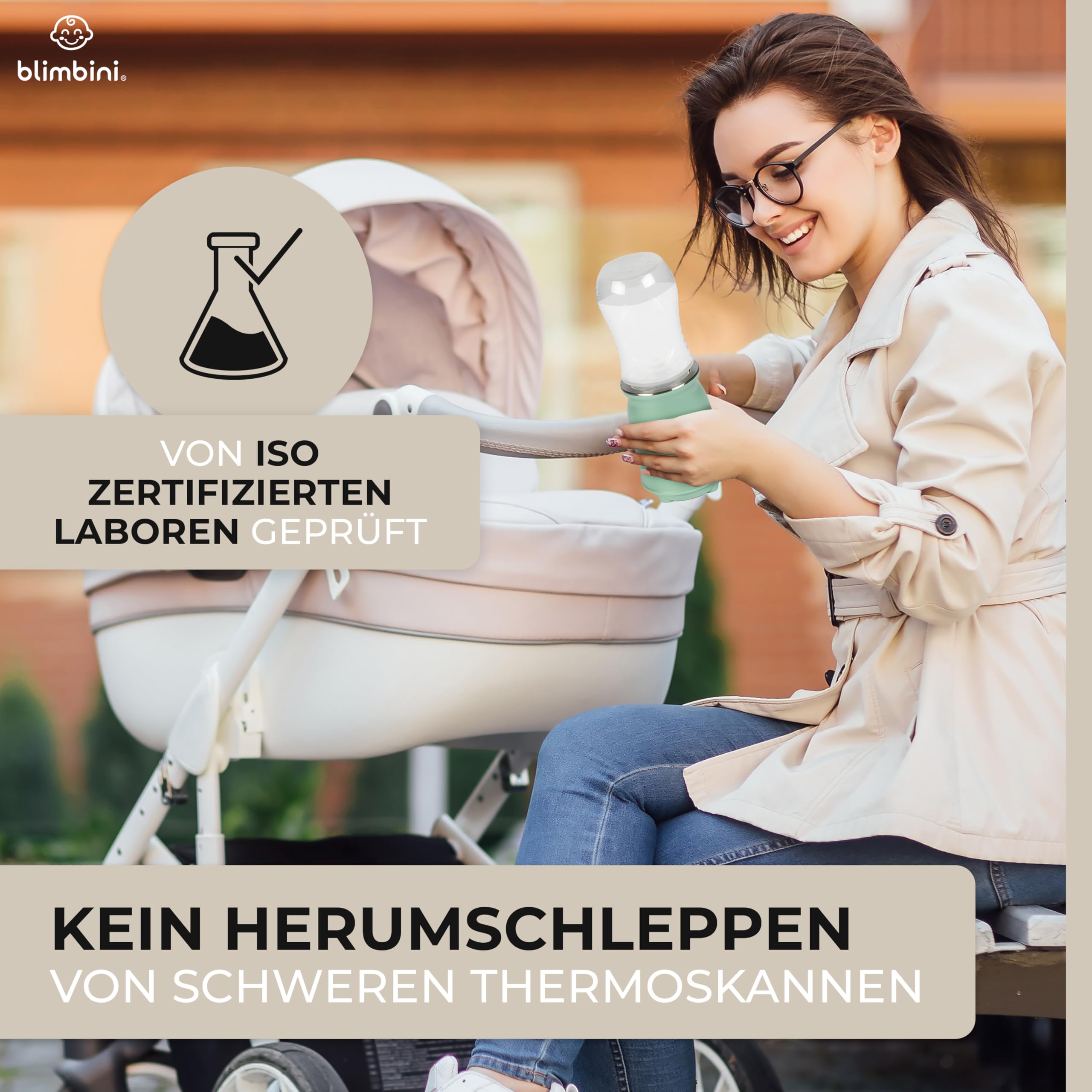 Pro+ Flaschenwärmer Baby unterwegs mit genauer Temperatursteuerung & USB-C - akkubetriebener, tragbarer Flaschenwärmer to go - Baby Bottle Warmer portable - Babyflaschen Wärmer unterwegs