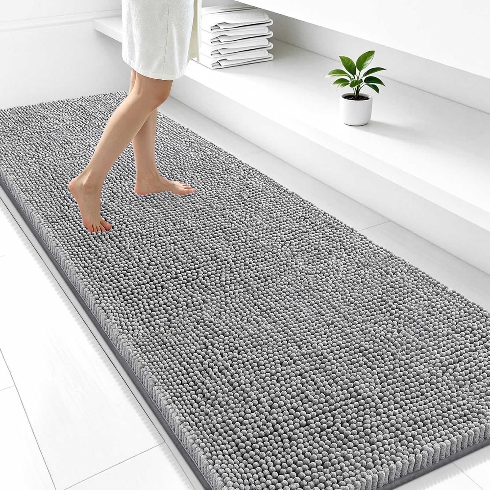 Smiry Bathroom Rugs 47X24, Luxury Chenille Extra Soft Absorbent Bath Mat