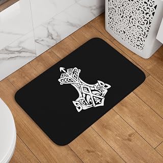 Viking Hammer Thunder Doormat 24x16 - Non Slip Entrance Rug for Bathroom, Kitchen, Front Door - Absorbent Waterproof Bath Mats for Indoor Use (Black)