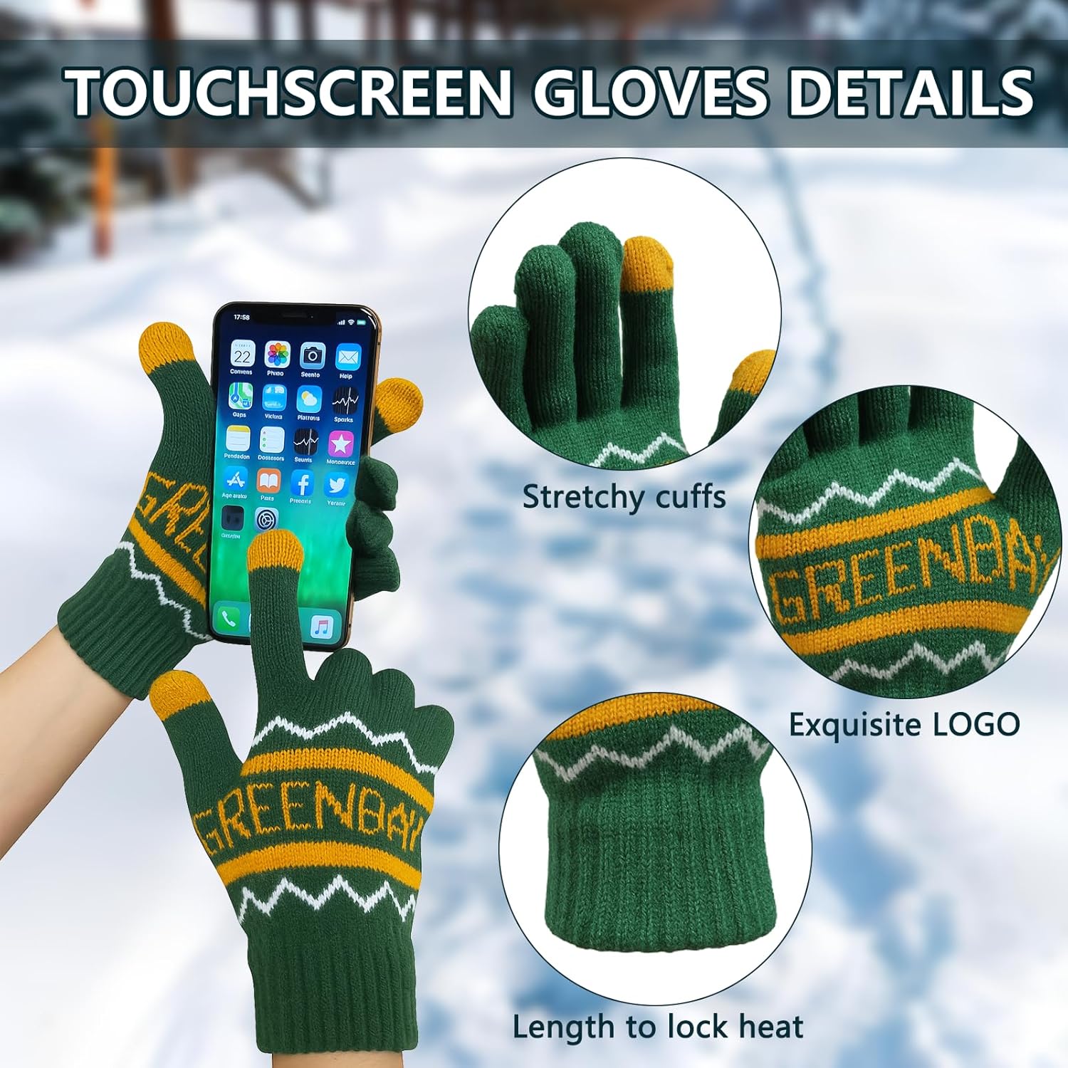 Vintage Classic Skull Cap Beanie Hat with Warm Gloves and ‌Extended Scarf Cuffed Winter Hat Knit Comes - Image 3