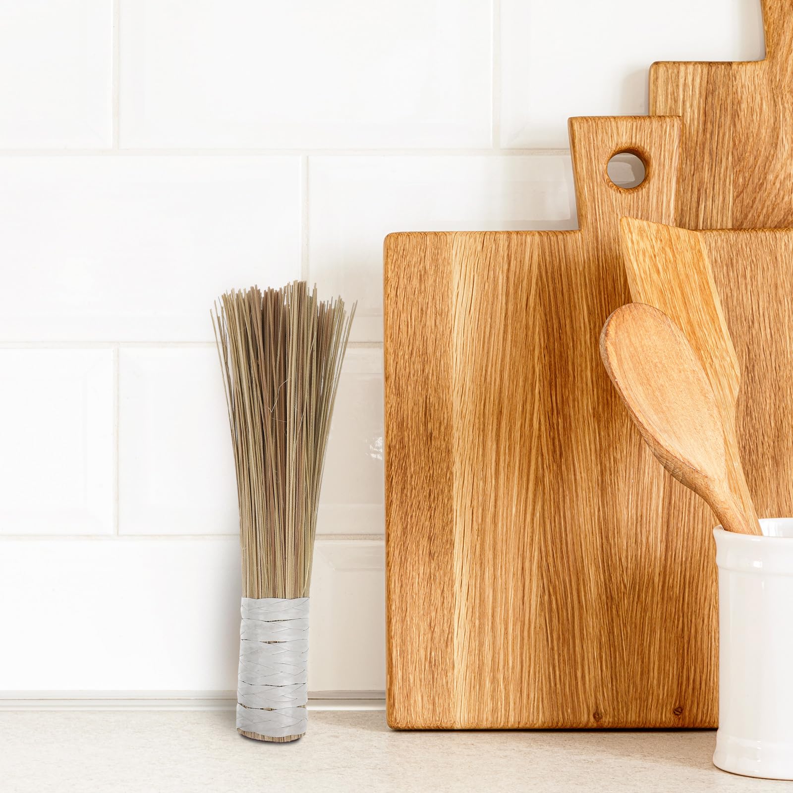 Cepillo de Bambú para Olla de Cocina 2 Piezas, Portátil, Multifunción para Limpieza Rápida de Wok y Ollas, Resistente y Natural, Adecuado para Cocina Limpia y Uso Doméstico