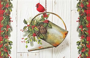 Pumpernickel Press Embossed Christmas Greeting Cards Boxed Set Garden Holiday, 16 Count. Made in USA