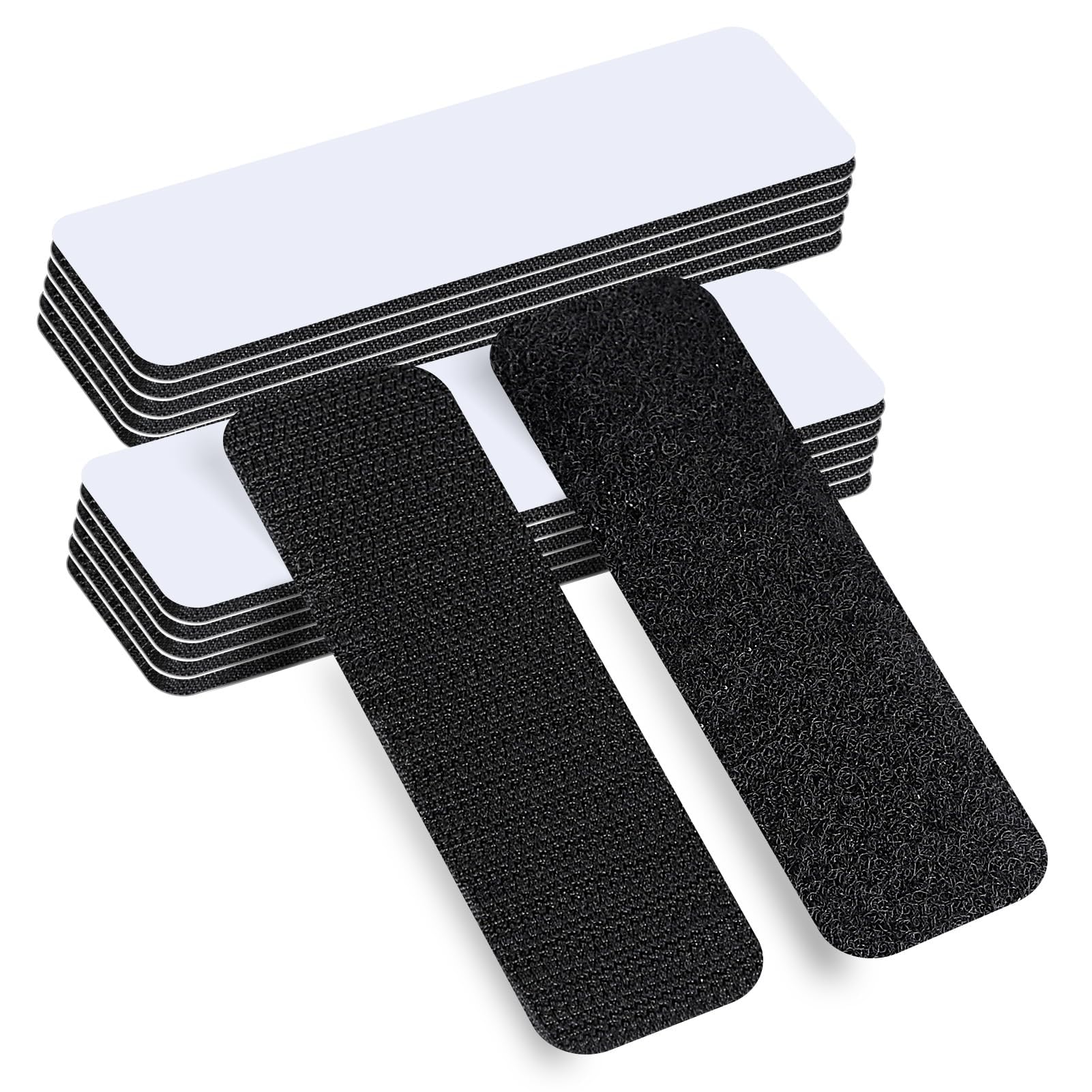 Vel-cro Strong Adhesive 3 x 10 cm, 10 Pieces Vel-cro Strong Adhesive for Fabric, Extra Strong Double-Sided Adhesive, Rectangle Stretch Adhesive, Strong Adhesive Vel-cro Tape for Home, Office, Garage