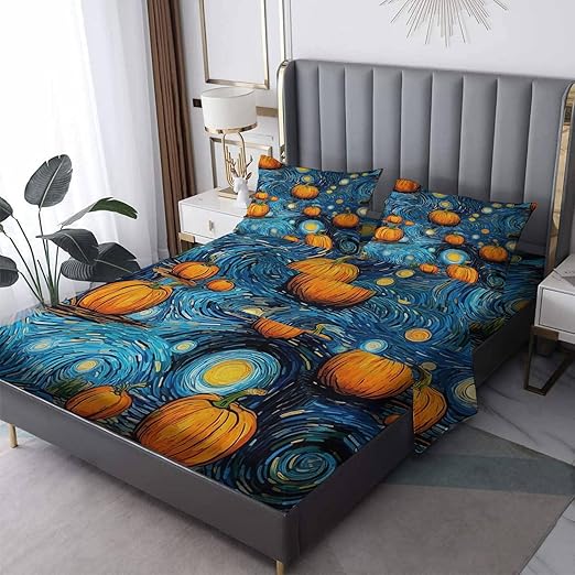 Thanksgiving Sheets California King Size, Pumpkin Oil