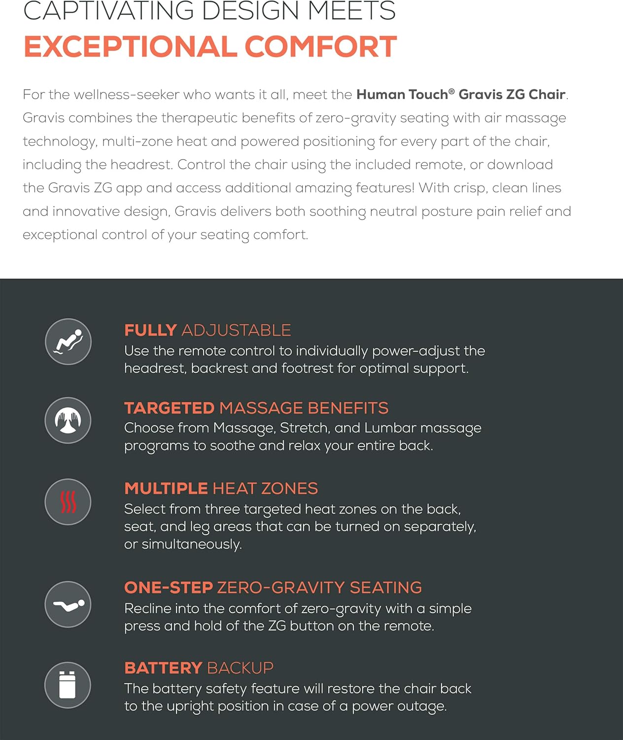 Zero Gravity Leather Massage Chair Recliner with Remote - Beech Wood - Bone Leather - in Home Delivery