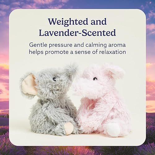Miniatura 3 de warmies Hugs Duo - Animales de peluche con peso para microondas y con peso, elefante, peluche térmico para calidez y comodidad, lindos juguetes de