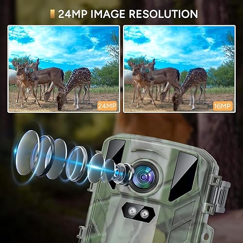 Miniatura 2 de Mini cámara de rastro 24MP 1080P cámara de juego con visión nocturna 0.2s gatillo movimiento activado, IP66 impermeable cámara de caza 2.0 pulgadas