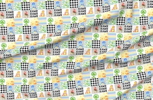 Spoonflower Tela  Edredón de dinosaurio entero estampado en tela Minky por The Yard  Cobijas de bebé de costura de felpa