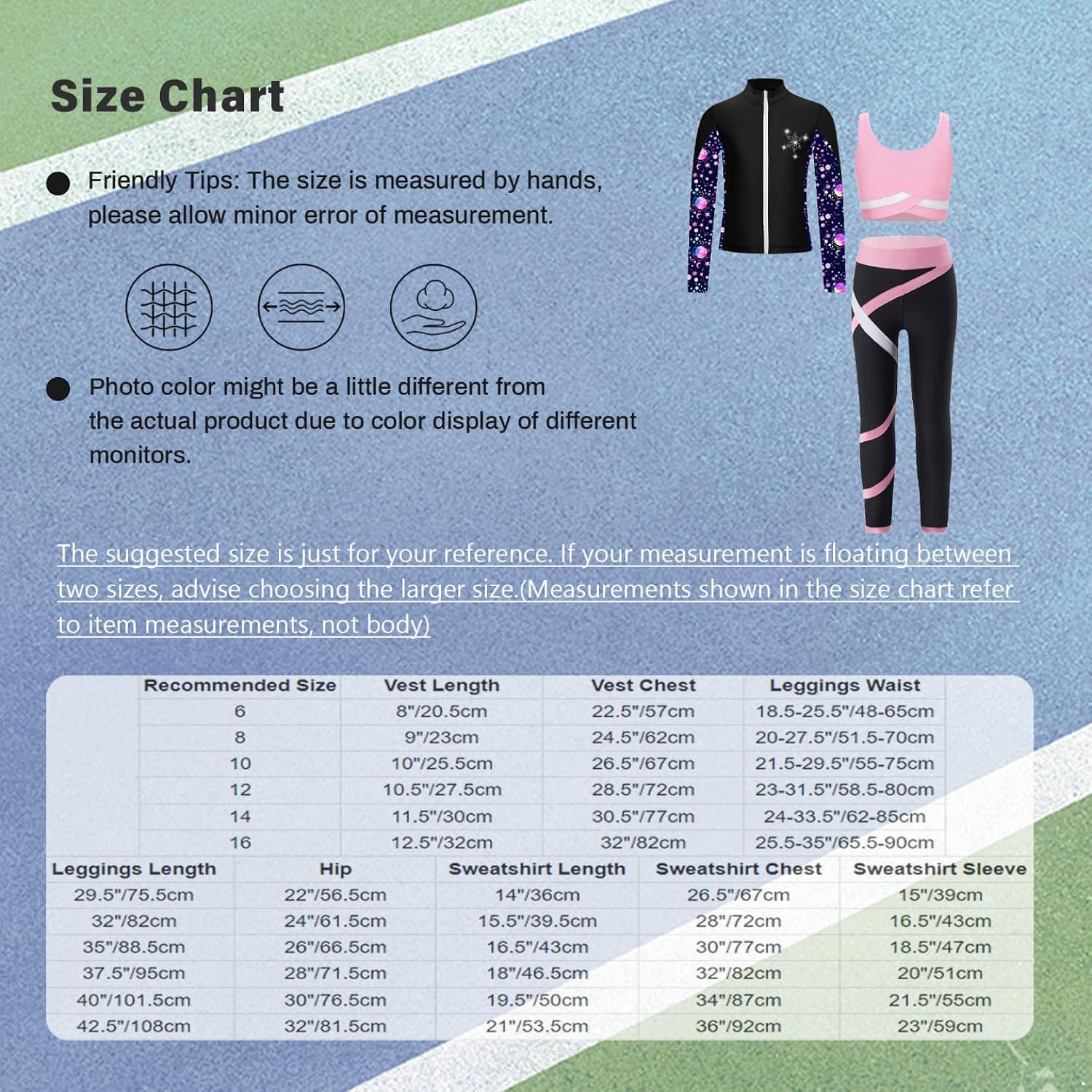 Kids Girls 3 Pieces Sports Outfits Athletic Crop Tank Top Zipper Jacket Coat with Leggings Tights Tracksuit