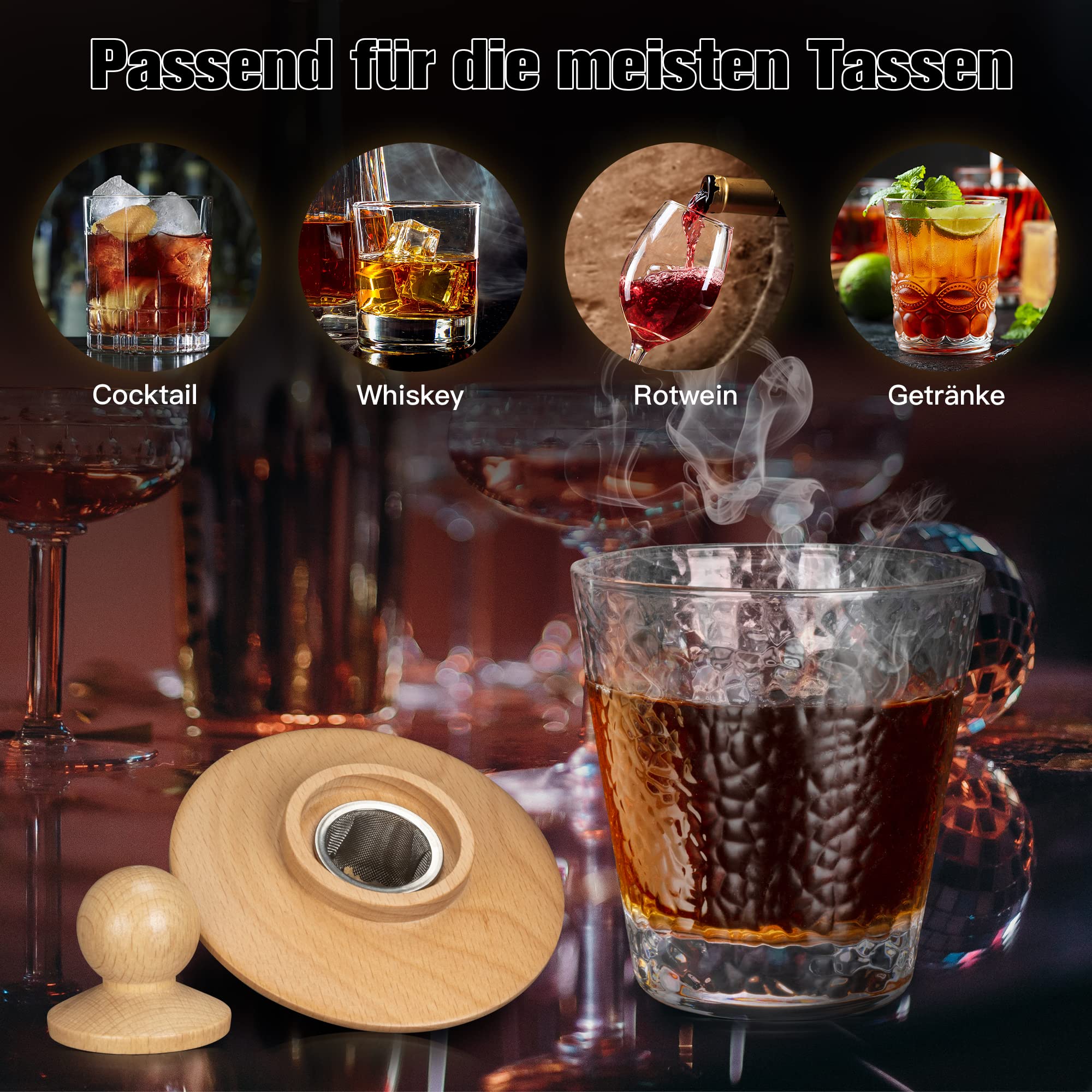 Whisky Smoker Set Set – Rauchgetränke Einfach Selbst Machen Mit 6 Aromen Elektrischer Cocktail Smoker