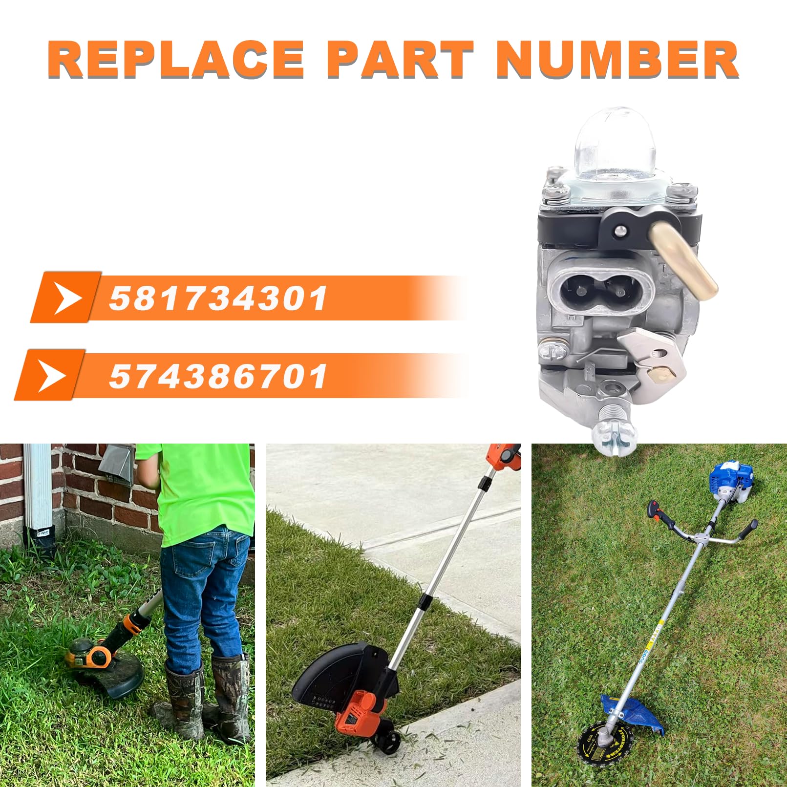 Vergaser Set mit Kraftstoffschlauch, Zündkerze, Kraftstofffilter für Husqvarna 122C 122LDX 122LK Rasentrimmer, für McCulloch T22LS T22LSC, Ersatz 581734301 574386701