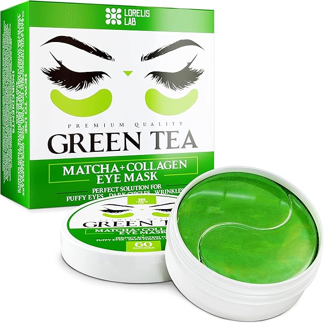 Green Tea Matcha Under-Eye Patches with Collagen and Hyaluronic Acid - Hydrating Under-Eye Mask for Dark Circles and Puffiness - Anti-Aging and Anti-Wrinkle Effect - 60 Under-Eye Gel Pads