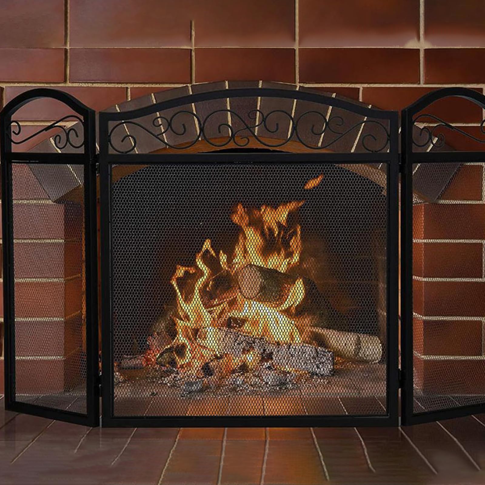Salvachispas para Chimenea de 3 Paneles, Salvachispas para Chimenea Salvachispas Chimenea leña, Antichispas para Chimeneas de Leña,Rejilla Chimeneas Leña y Estufas
