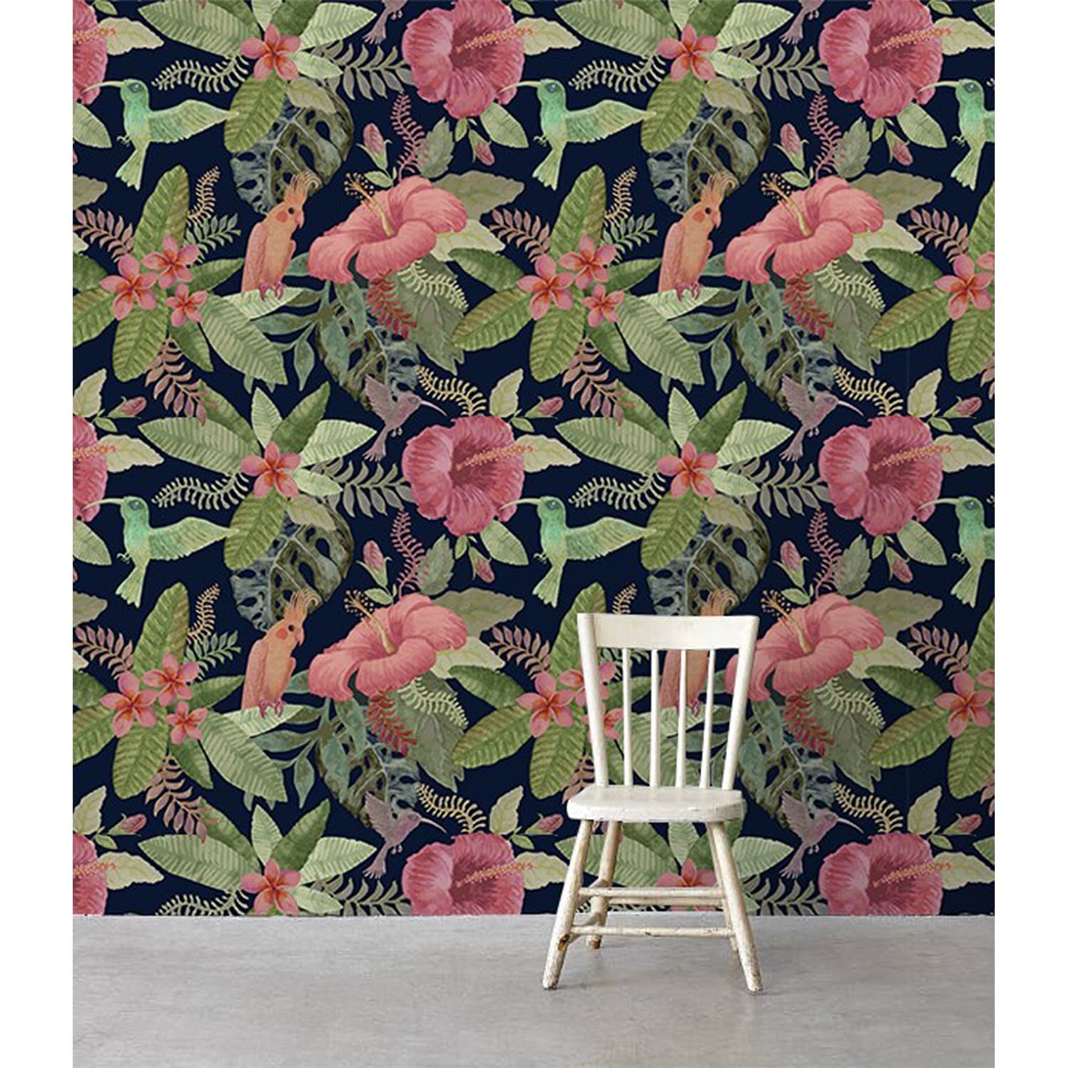 Papier peint intissé perroquet en fleurs 208x146 cm pour décoration de salon et chambre