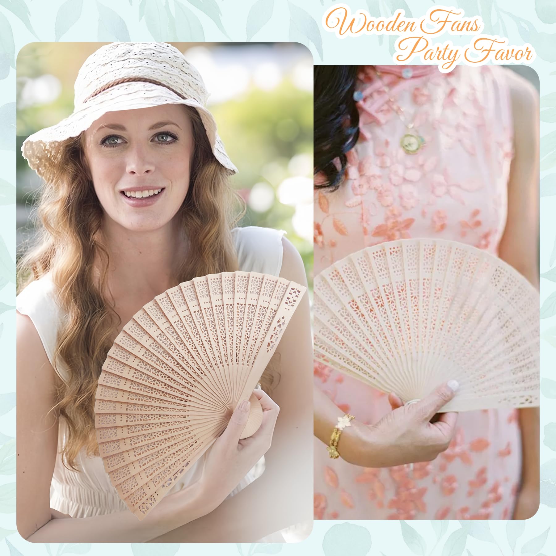 100Pcs Personalisierbarer Fächer mit Gravur Text/Symbole Holzfächer Naturholz Damen Handfächer für Hochzeiten, Sauna, Rave,Festival & Deko Hochzeitsgeschenke,Fächer Set, Mengenrabatt (100)