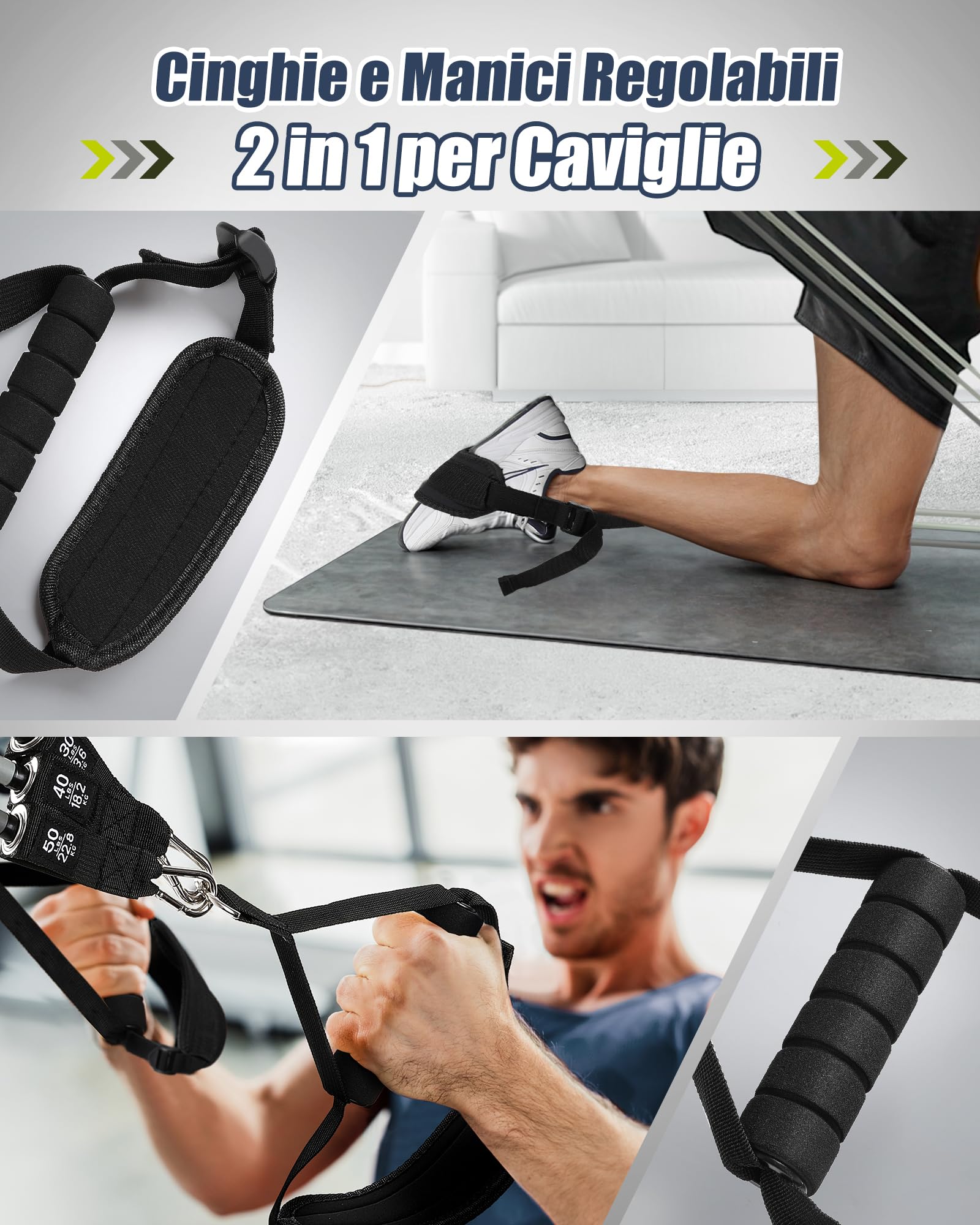 Barra per Pilates, ALongSong Barra di Elastici Fitness con 6 Elastico Fitness in Lattice Naturale 30-240 Lbs e Video di Esercizi, Pilates Bar per Fitness a Casa, Palestra, Yoga, Allenamento, Etc