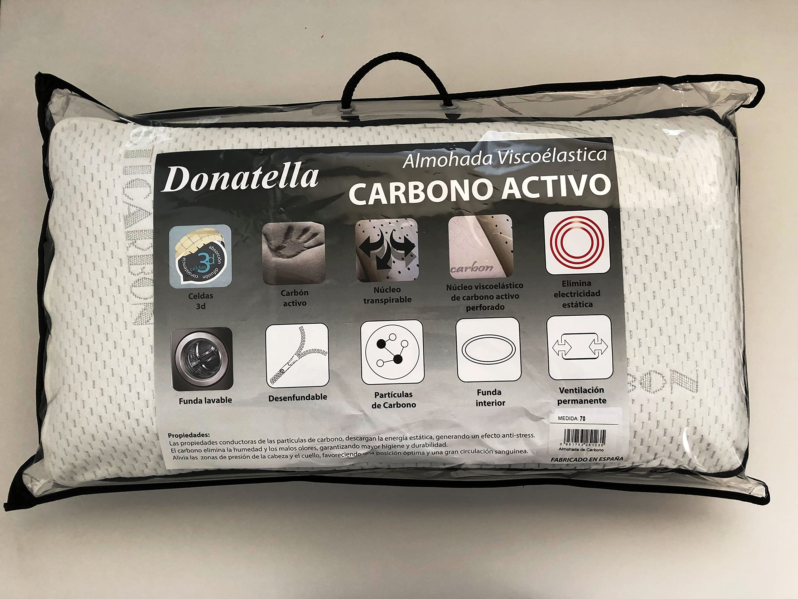 DONATELLA Almohada Carbono - Blanco, 105 cm.