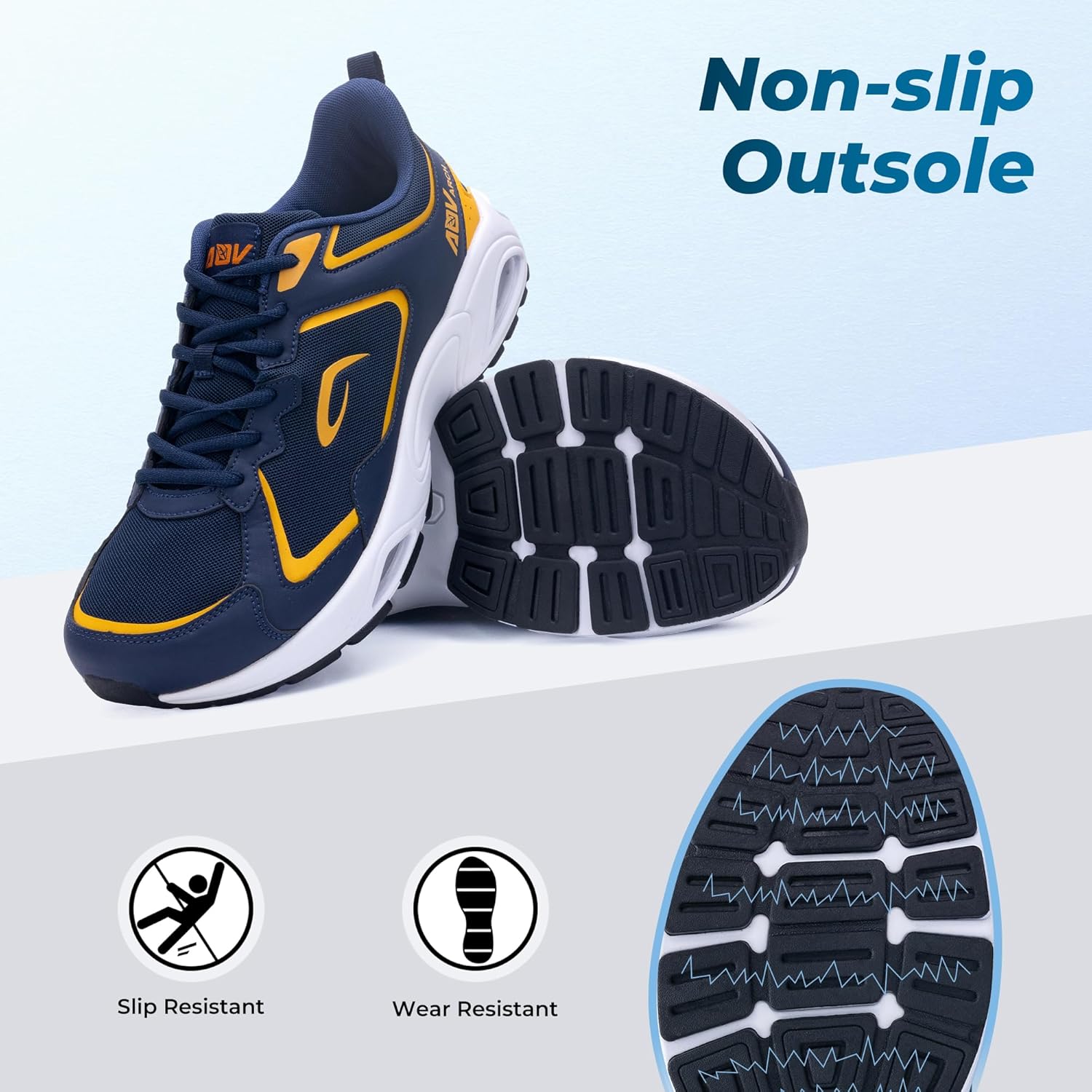 Autper Wide Toe Box Running Shoes for Men Arch Support Walking Sneakers Orthotic Slip On Tennis Shoes for Bunions Plantar Fasciitis, Flat Feet, Heel Pain Relief