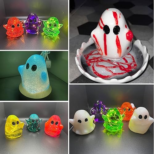 Miniatura 5 de Actvty Moldes de resina fantasma, 2 moldes de silicona fantasma de Halloween para fundición epoxi, moldes epoxi en forma de fantasma 3D, regalo de