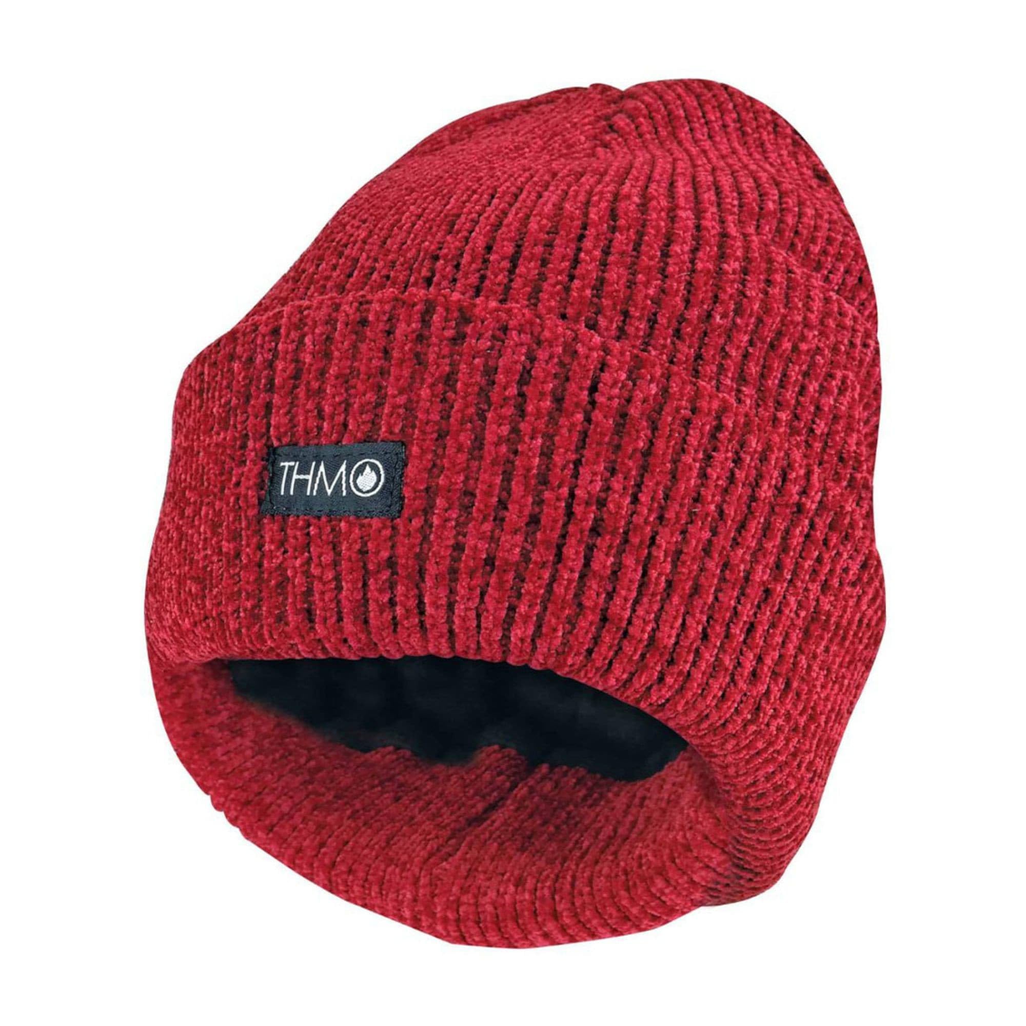 THMO - Ladies Winter Warm Thermal 40g 3M Thinsulate Insulation Lined Chenille Beanie Hat (One Size, Red)