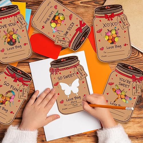 Miniatura 10 de Tarjetas de regalo para el día de San Valentín para niños, paquete de 60 con 10 diseños de patrones diferentes, tarjetas de felicitación de