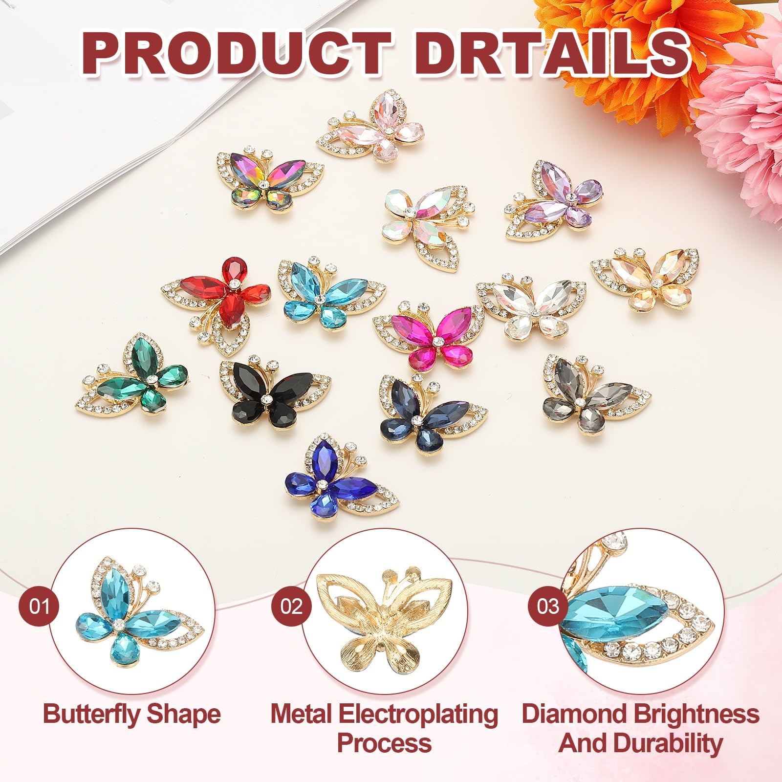 PATIKIL 5 Pcs Butterfly Rhinestone - Image 3