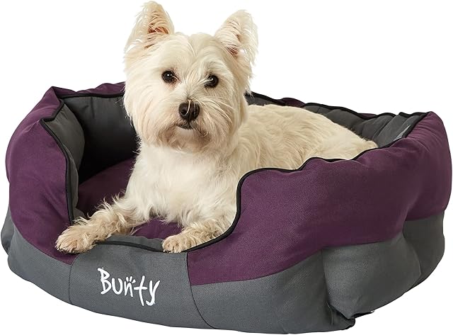 Bunty Anchor Dog Pet Bed, Soft Water Resistant Machine Washable Hardwearing Basket Mat Cushion, Cosy, Cat, Small Animal, Purple, Medium, Made in the United Kingdom