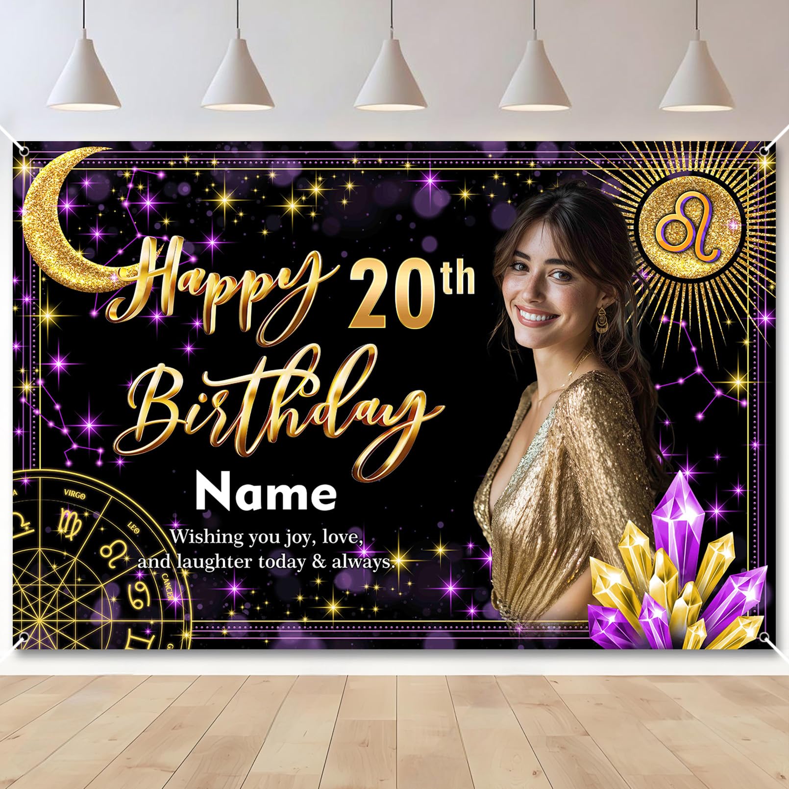 Custom Birthday Virgo Banner Add Photo Name Age Party Banner Decor — image 1