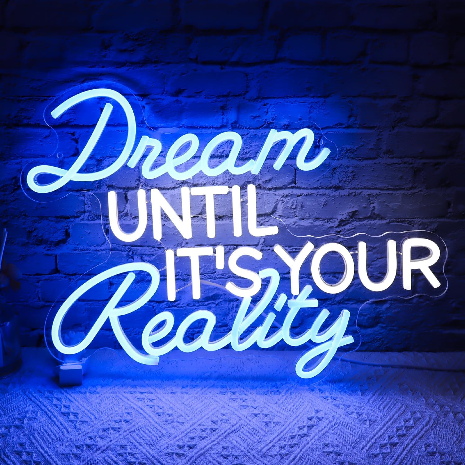 Dream Until Its Your Reality Neon Sign,16.9x12.6in 5V USB Decorfor Wall Decor, USB Powered Switch Neon Lights lighting adjustable for Office Room, Gym Room, Man Cave, Gamer Room,Classroom Decor