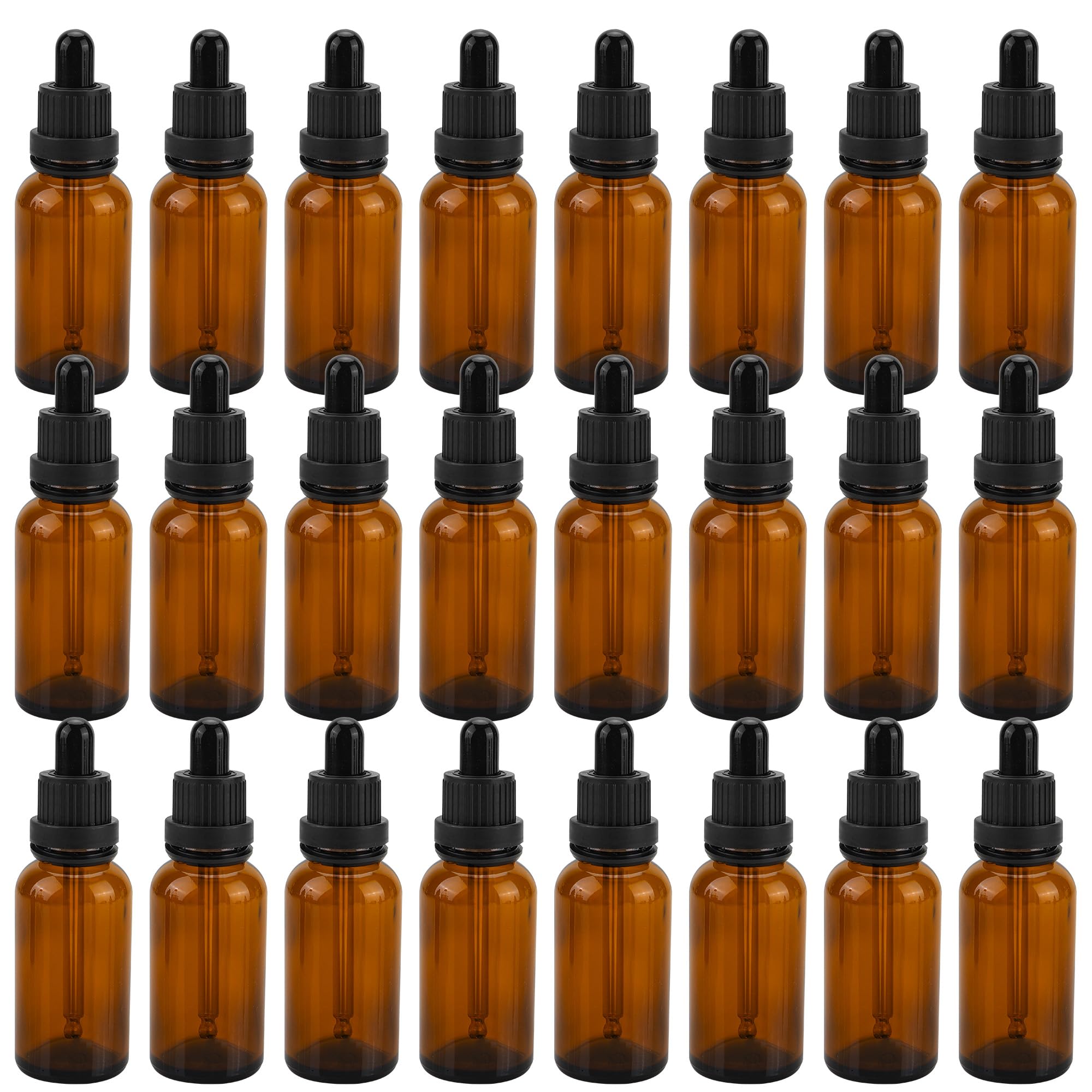24 botellas cuentagotas de vidrio ámbar de 60 ml con pipeta, botella cuentagotas de pipeta de 2 onzas, botella cuentagotas de vidrio recargable para aceites esenciales, perfumes, líquidos