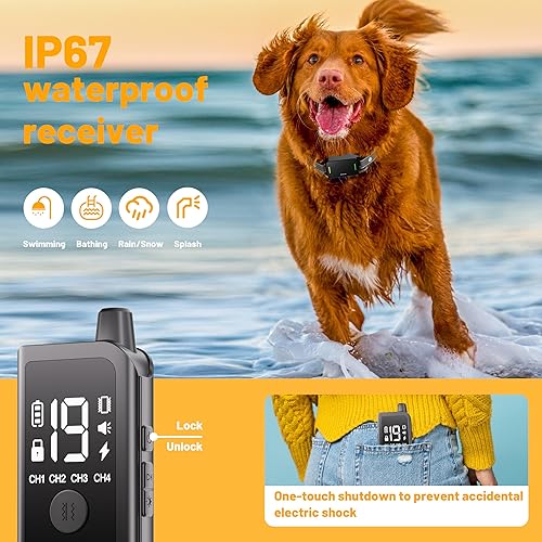 Miniatura 4 de Collar de choque para perros, collar eléctrico de entrenamiento para perros de 3300 pies con control remoto, 3 modos de entrenamiento y 4 canales,
