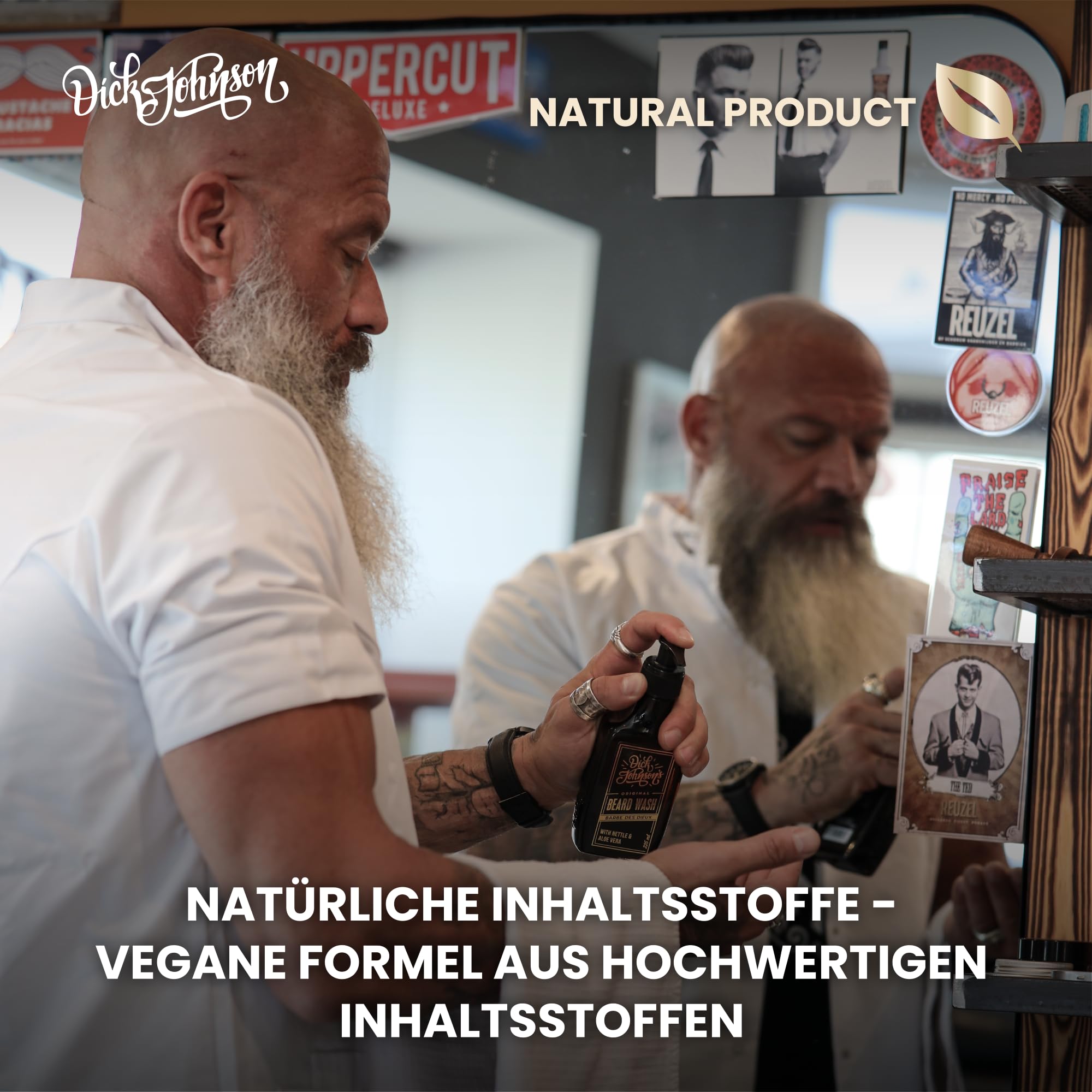 DICK JOHNSON Bartshampoo Godlike 200 ml – Bartseife Herren mit Brennesselextrakt– reinigt gründlich, schont die Haut & spendet Feuchtigkeit – Bart Shampoo mit Whiskey-Vanille-Duft