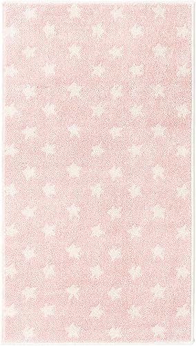 Miniatura 3 de Unique Loom Whimsy Kids Collection - Alfombra de área con estrellas (2 pies 2 pulgadas x 3 pies 11 pulgadas, rosamarfil)