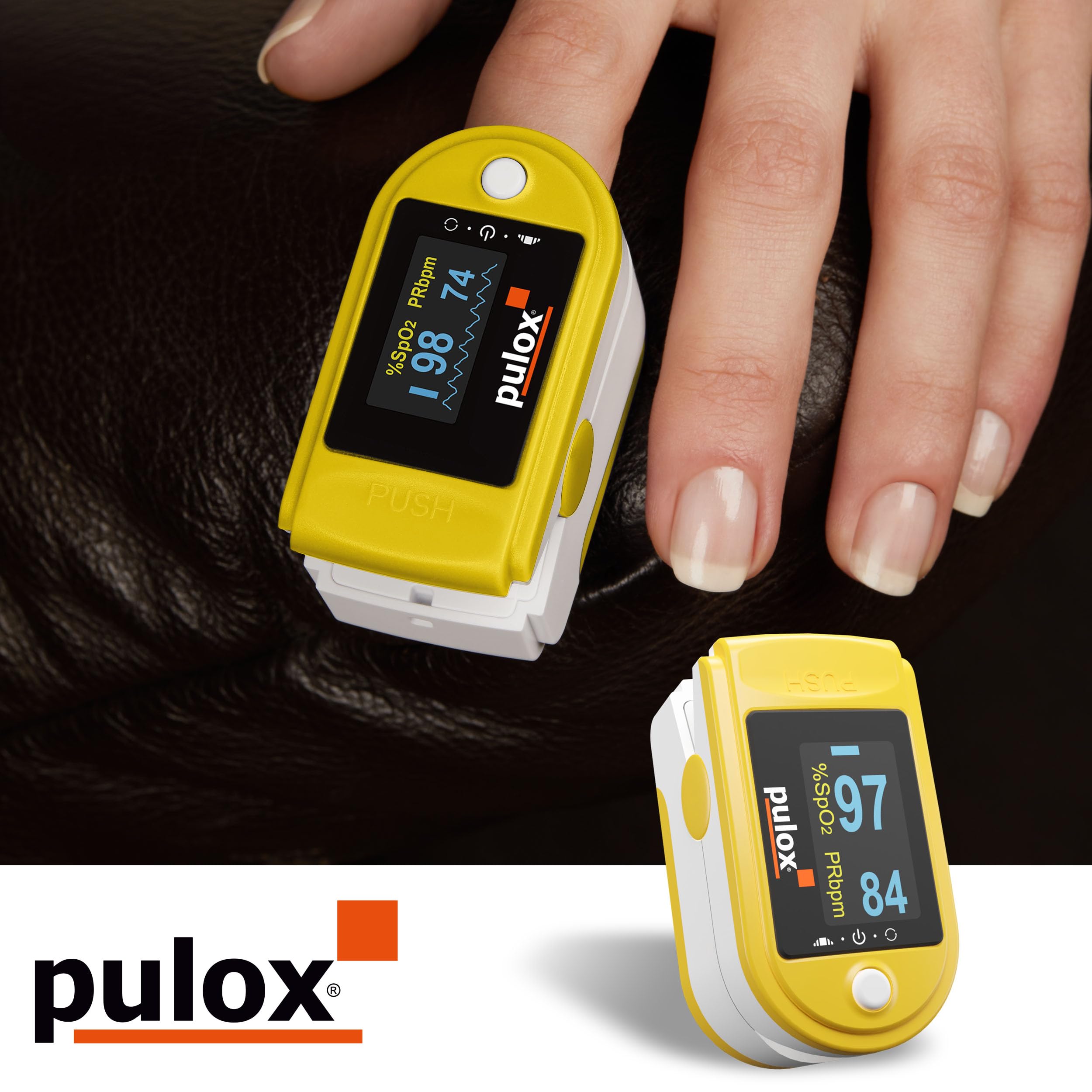 Pulsossimetro Pulox PO-200 Set - Saturimetro da dito professionale con custodia, borsa, batterie e cordino - Misurazione di SpO2, polso e PI sul dito