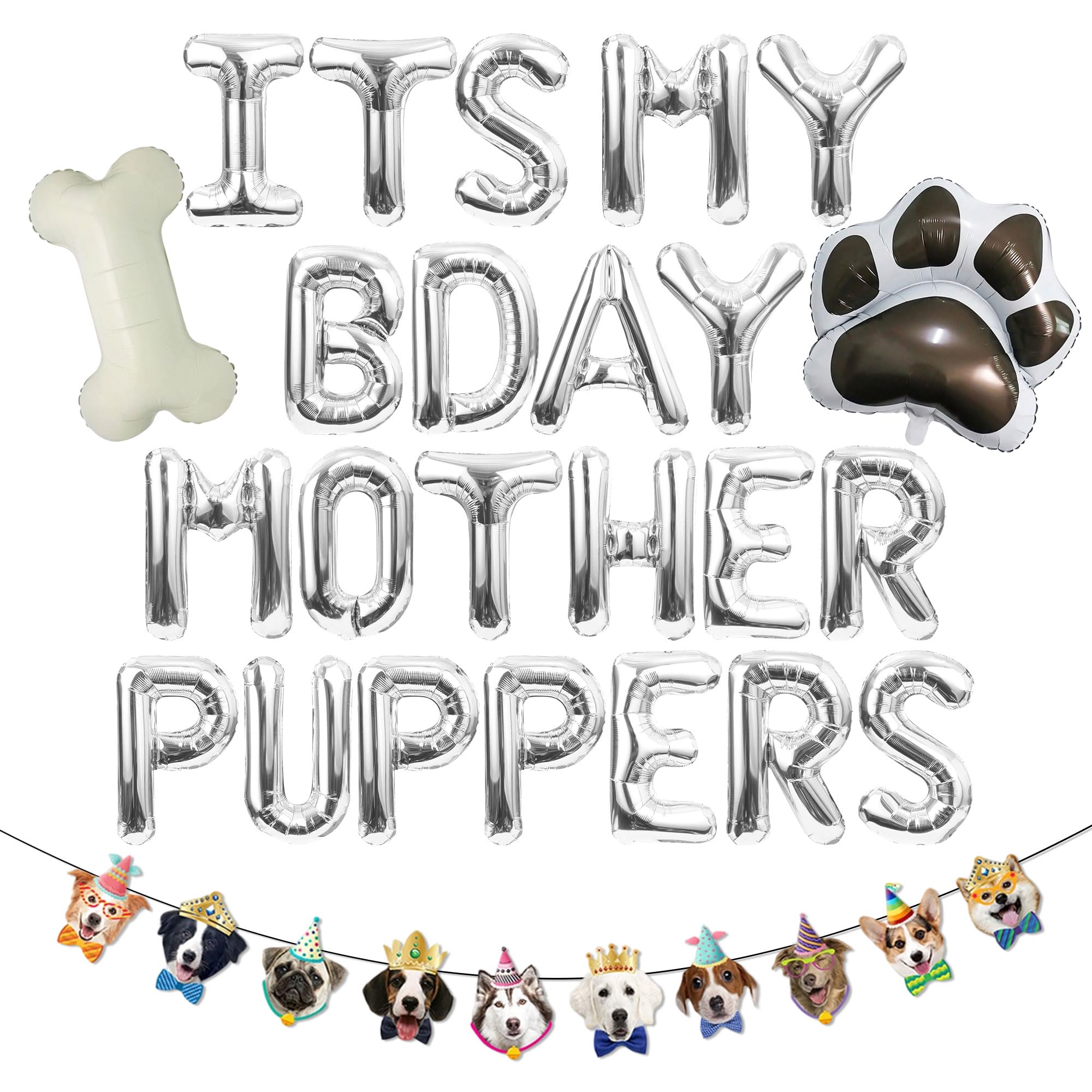 Dog Birthday Banner It's My Bday Mother Puppers Banners Cute Funny Birthday Party Supplies Decorations
