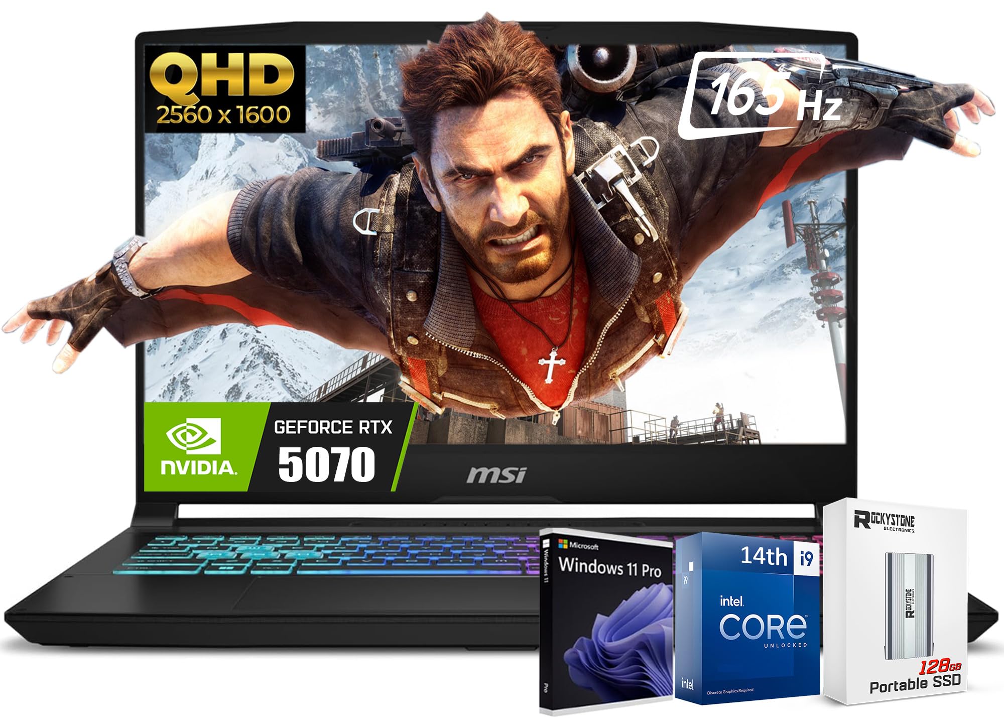 MSI Katana HX Gaming Laptop, 15.6” 165Hz QHD+ IPS Display, 24-core i9-14900HX (UP to 5.8 GHz, GeForce RTX 5070, AI&VR Ready, Copilot+ PC, RGB Backlit