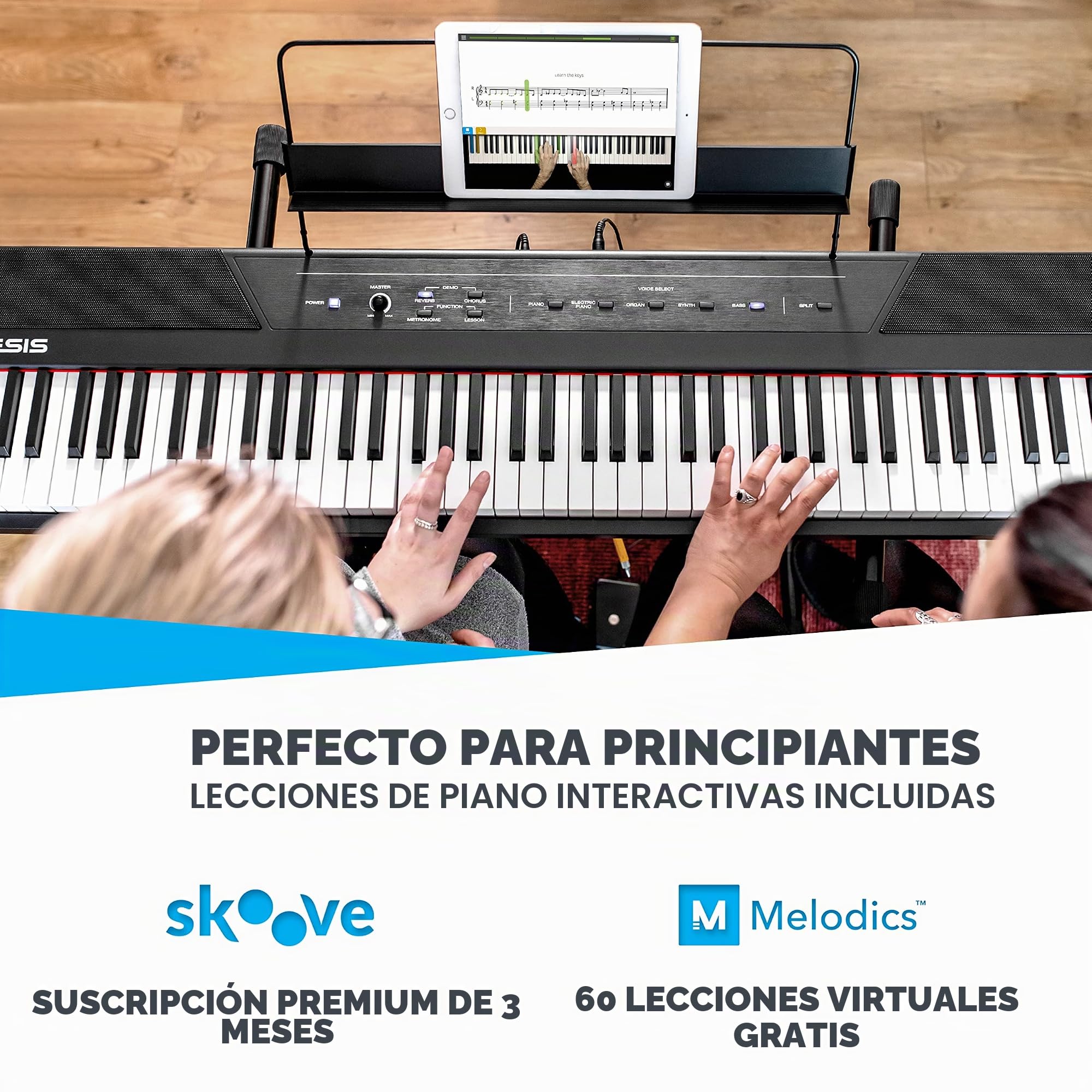Alesis Recital - Teclado de Piano Digital Eléctrico con 88 Teclas Semipesadas de Tamaño Completo + M-AUDIO SP-2 - Pedal de sostenido universal con tacto de piano para teclados electrónicos
