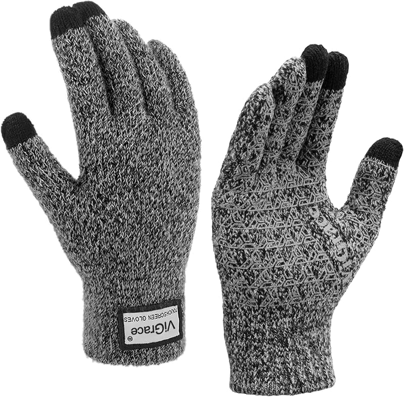 Winter Warm Touchscreen Gloves for Men and Women Touch Screen Fleece Lined Knit Anti-Slip Wool Glove