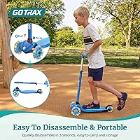 Vista 4 de Gotrax KS1 Patinete Infantil de Impulso, Ruedas con Luces LED y 3 Manillares de Altura Ajustable, Dirección por Inclinación y Plataforma