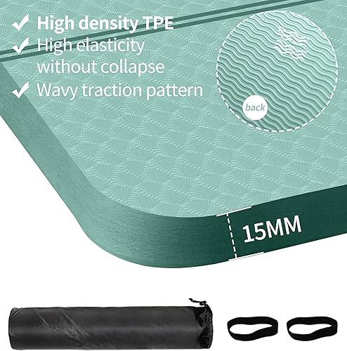 Miniatura 2 de nuveti Esterilla de ejercicio grande 0.591 in0.787 in1.181 in de grosor Alfombrilla de entrenamiento para fitness, yoga, pilates, estiramiento y