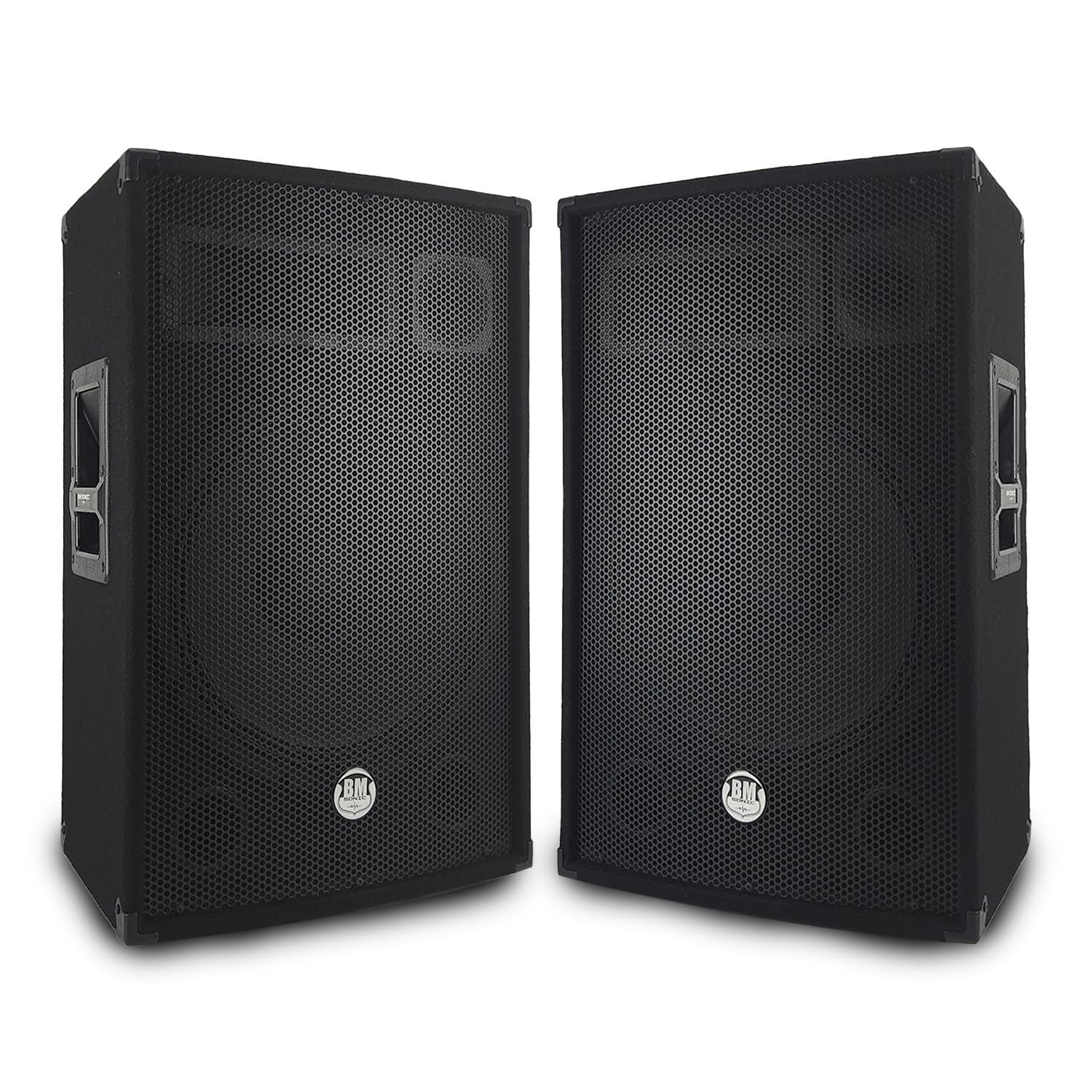 Paire d'enceintes Sono Bass Reflex Trapézoïdal à 3 Voies 15"/38cm - 2 x 700W - BM Bmsonic BMS-15