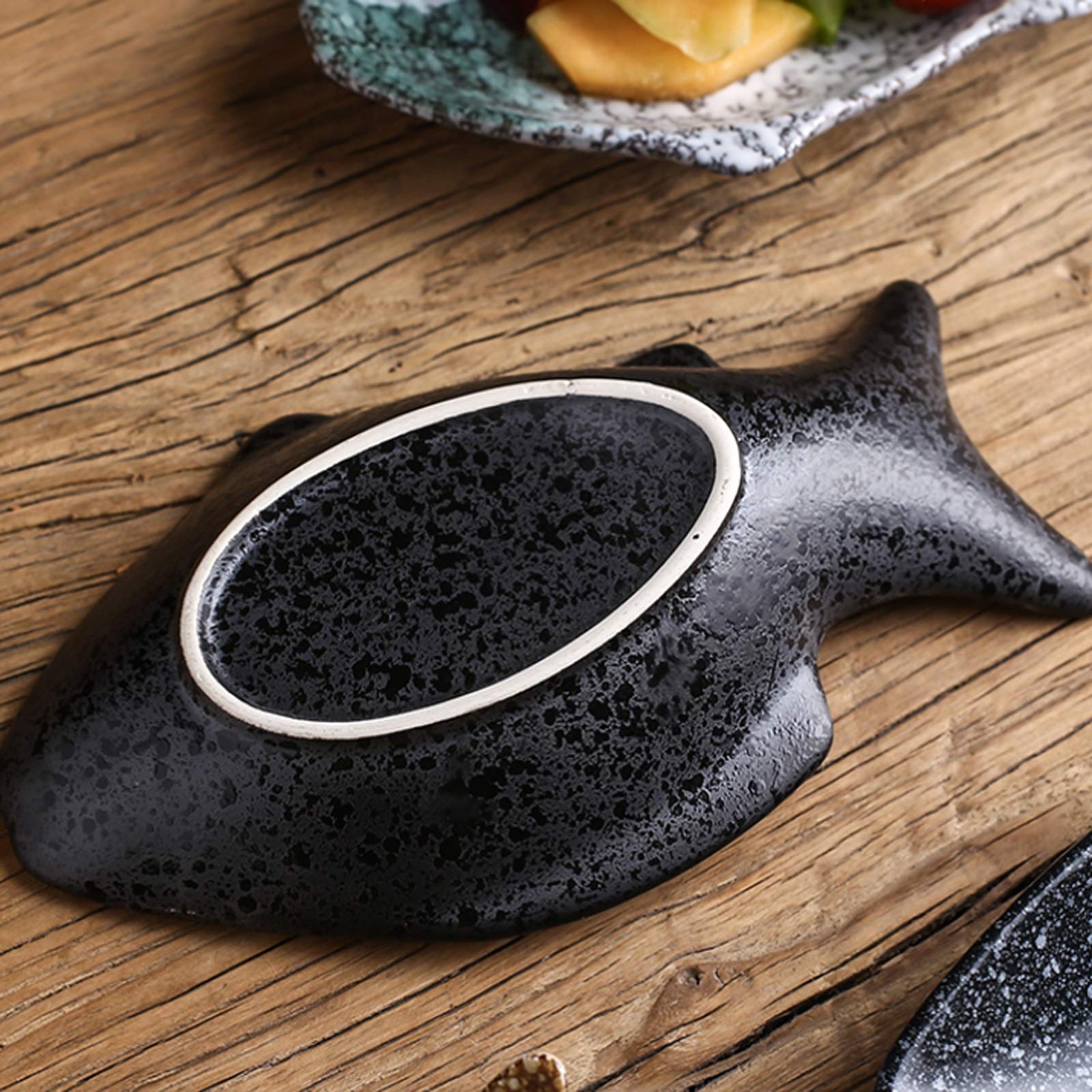 Saucenschale, 6 Stück, interessante Fischform, Keramik, Soja-Essig-Tauchplatte, Gewürz-Untertasse