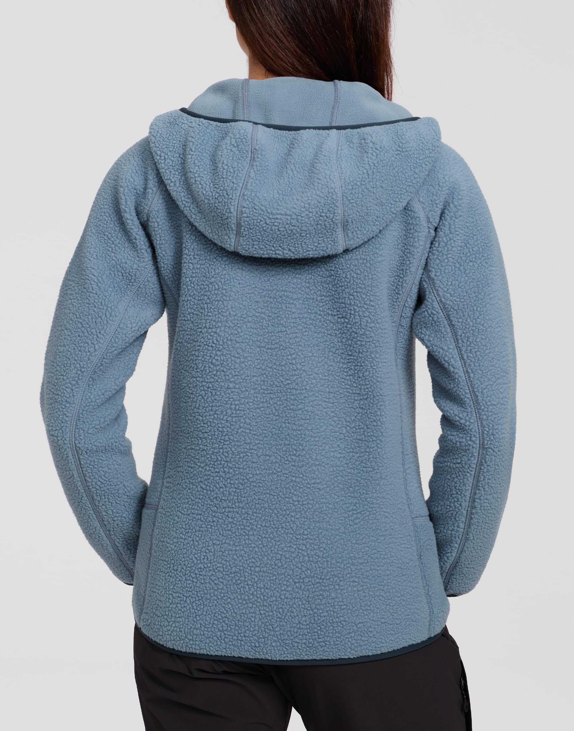 Pioneer Camp Damen Outdoor Fleecejacke mit Kapuze, Dreifach Isoliert, Seitentaschen, Dehnbarer Saum für Wandern, Camping